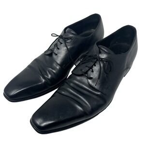 Van Lier Black Leather Size 10.5 Black‎ Tie Lace Mens Derby Shoes